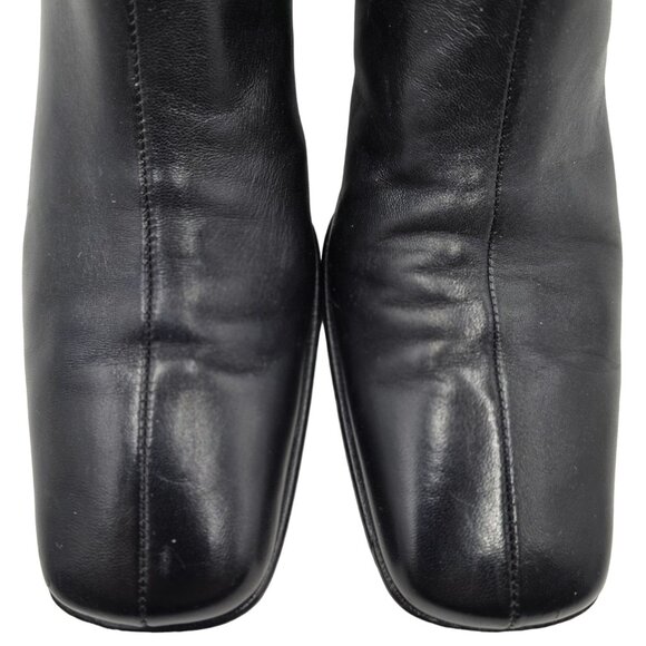 Ferragamo Italy Womens 8.5 4A Narrow Black Leather Dress Shoes Zip Ankle Boots - Picture 9 of 12